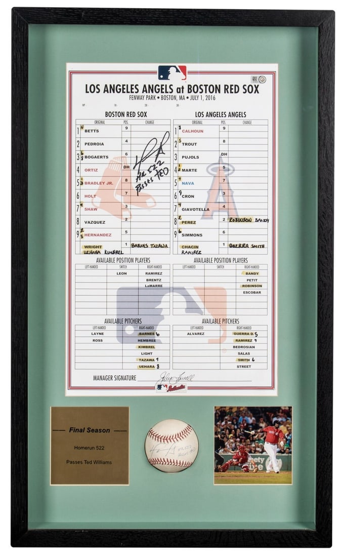 David Ortiz Signed Game Used Baseball HR 522 Passes Ted Williams MLB Authenticated: David Ortiz Signed Game Used Baseball HR 522 Passes Ted Williams MLB Authenticated Celebrate baseball history with this significant piece featuring a signed game-used baseball by David Ortiz, commemor
