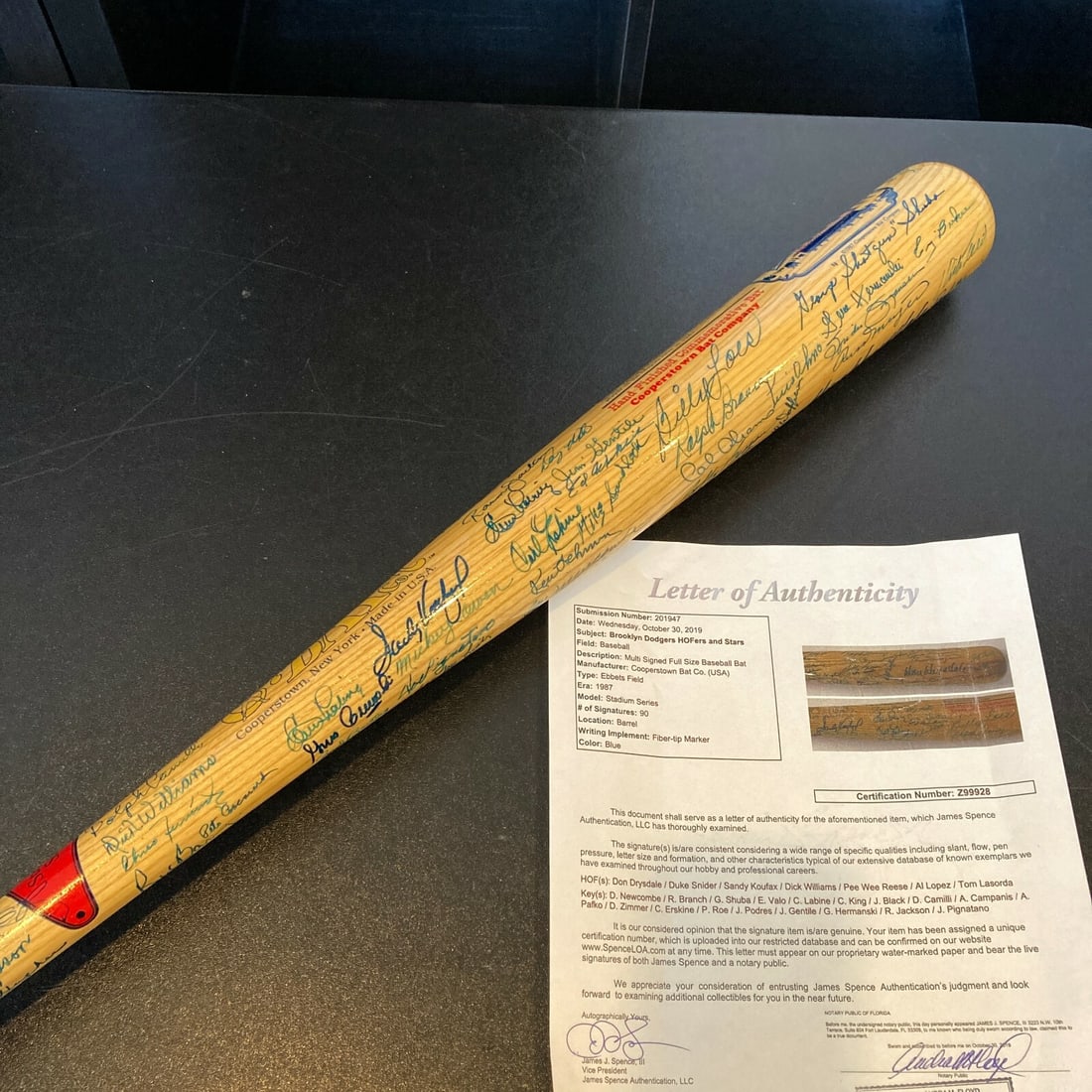 Brooklyn Dodgers Multi Signed Commemorative Bat 90 Sigs Sandy Koufax JSA COA (1 of 12)