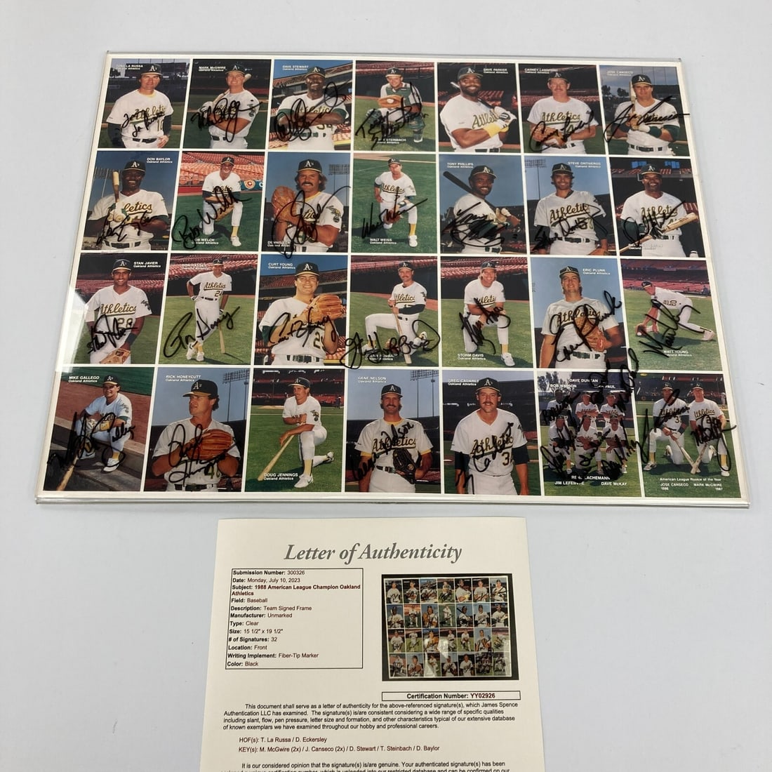1988 Mother's Cookies A's Team Signed Uncut Sheet Mark McGwire JSA COA 32 Signatures (1 of 7)