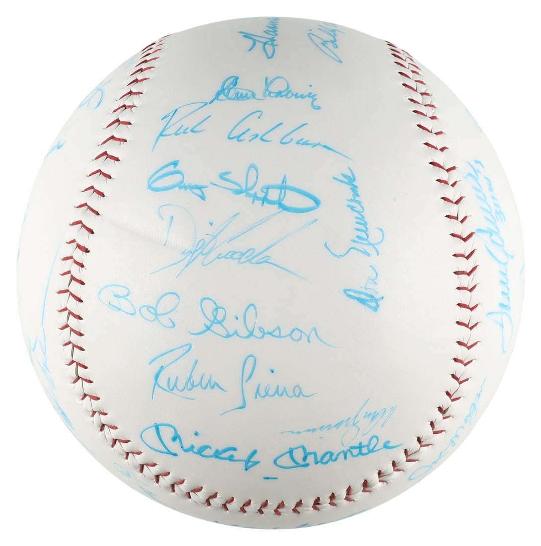 Mickey Mantle Ted Williams Sandy Koufax Multi-Signed Jumbo Baseball BAS: Mickey Mantle Ted Williams Sandy Koufax Multi-Signed Jumbo Baseball BAS This impressive 12-inch multi-signed oversized baseball features the signatures of 47 legendary baseball players, including seve