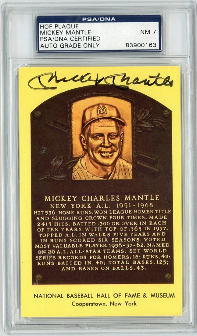 PSA 7 Mickey Mantle Hall of Fame signed postcard (1 of 2)