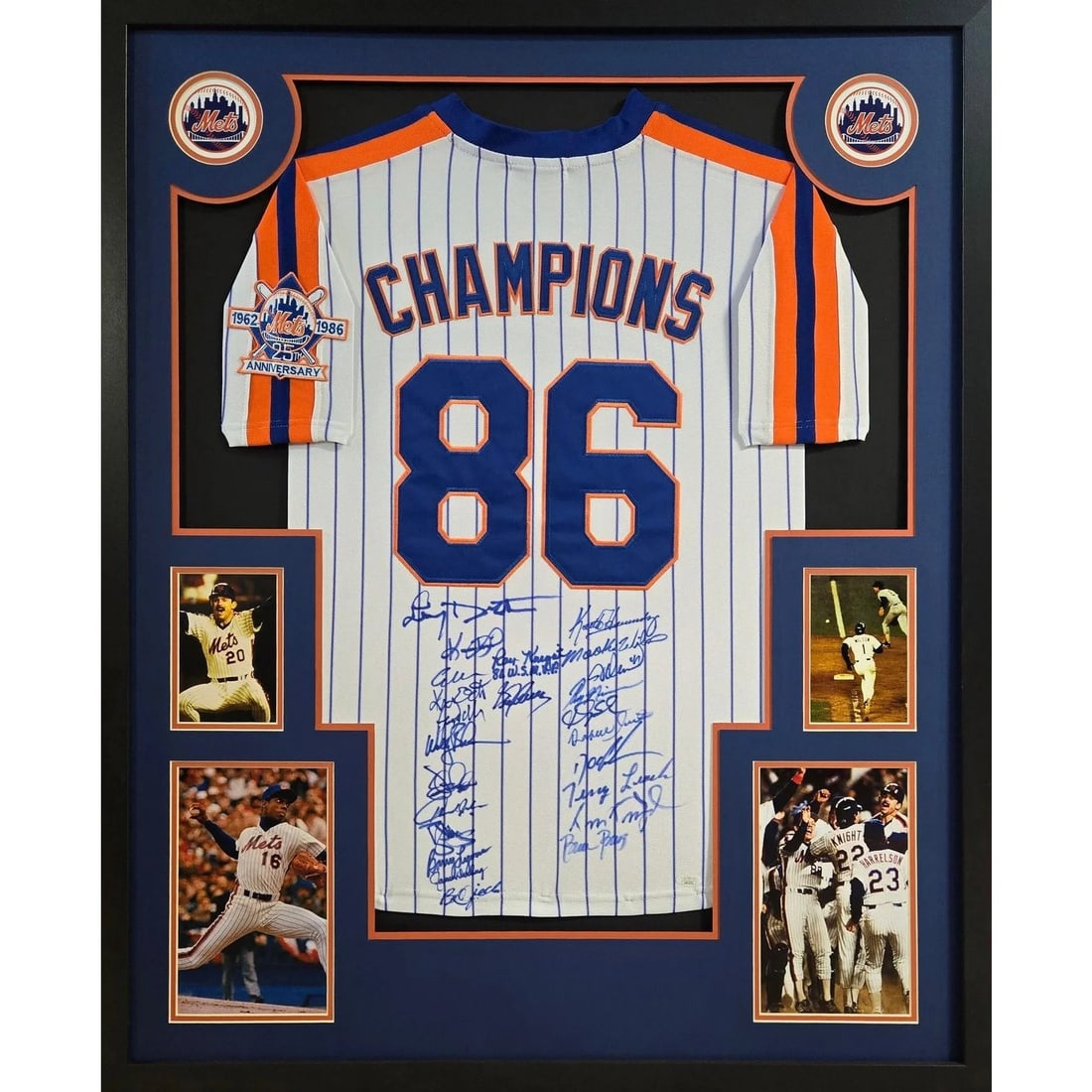 JSA Authenticated 1986 New York Mets Framed Signed Jersey (1 of 3)