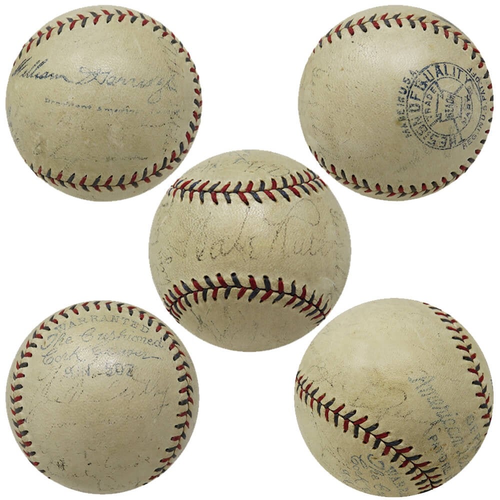 1933 Yankees Team Signed Baseball with Babe Ruth Lou Gehrig 23 Signatures JSA Auth (1 of 3)