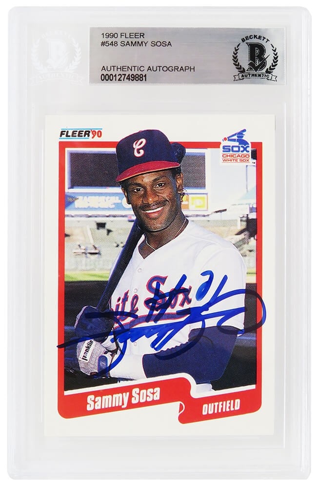 Sammy Sosa Signed 1990 Fleer Rookie Card #548 Beckett Encapsulated (1 of 2)