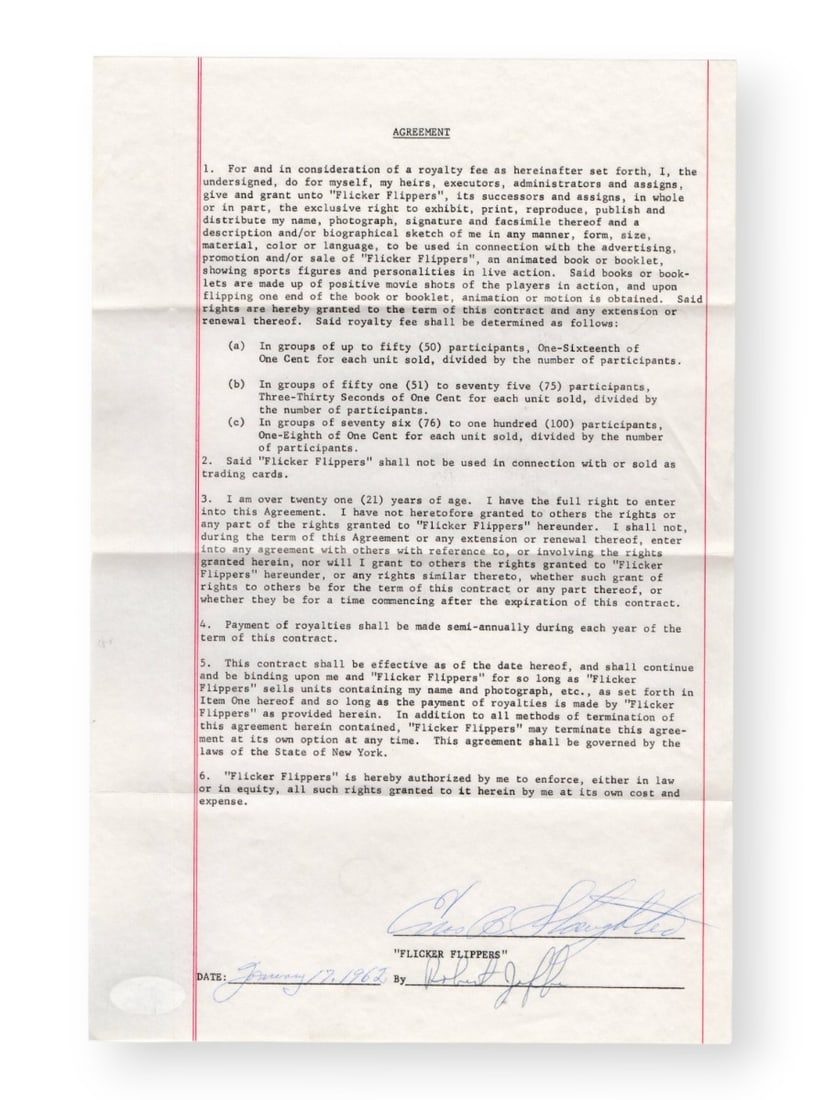 Enos Slaughter Autographed Contract St. Louis Cardinals JSA Authenticated (1 of 4)
