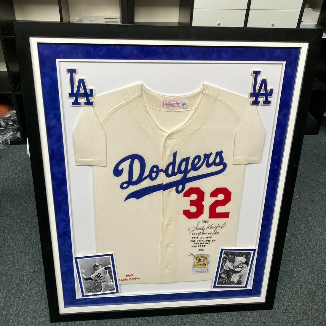 Sandy Koufax Signed Framed Dodgers Jersey with Inscribed Stats: Sandy Koufax Signed Framed Dodgers Jersey with Inscribed Stats Celebrate the legacy of baseball with this magnificent Sandy Koufax Signed Heavily Inscribed STATS Los Angeles Dodgers Jersey. Authentica