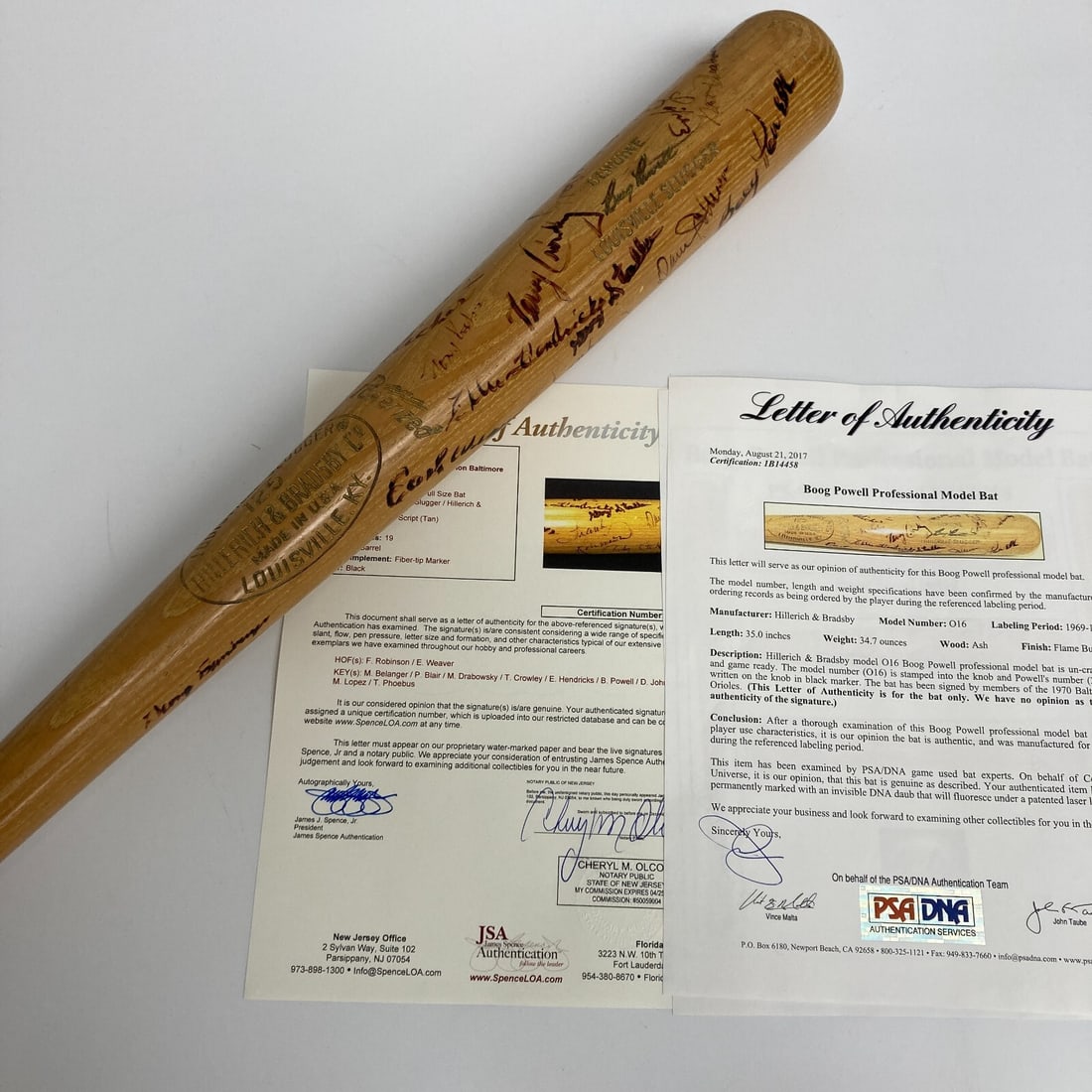 1970 Baltimore Orioles Team Signed Bat with Frank Robinson and Earl Weaver PSA DNA JSA (1 of 18)