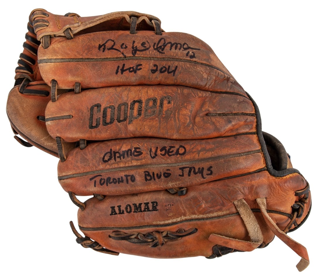 Roberto Alomar Cooper Pro RA 12 inch game used signed glove: Roberto Alomar Cooper Pro RA 12 inch game used signed glove This is a Cooper Pro RA professional model baseball glove that was game-used by Roberto Alomar, a 12-time All-Star and Baseball Hall of Fame