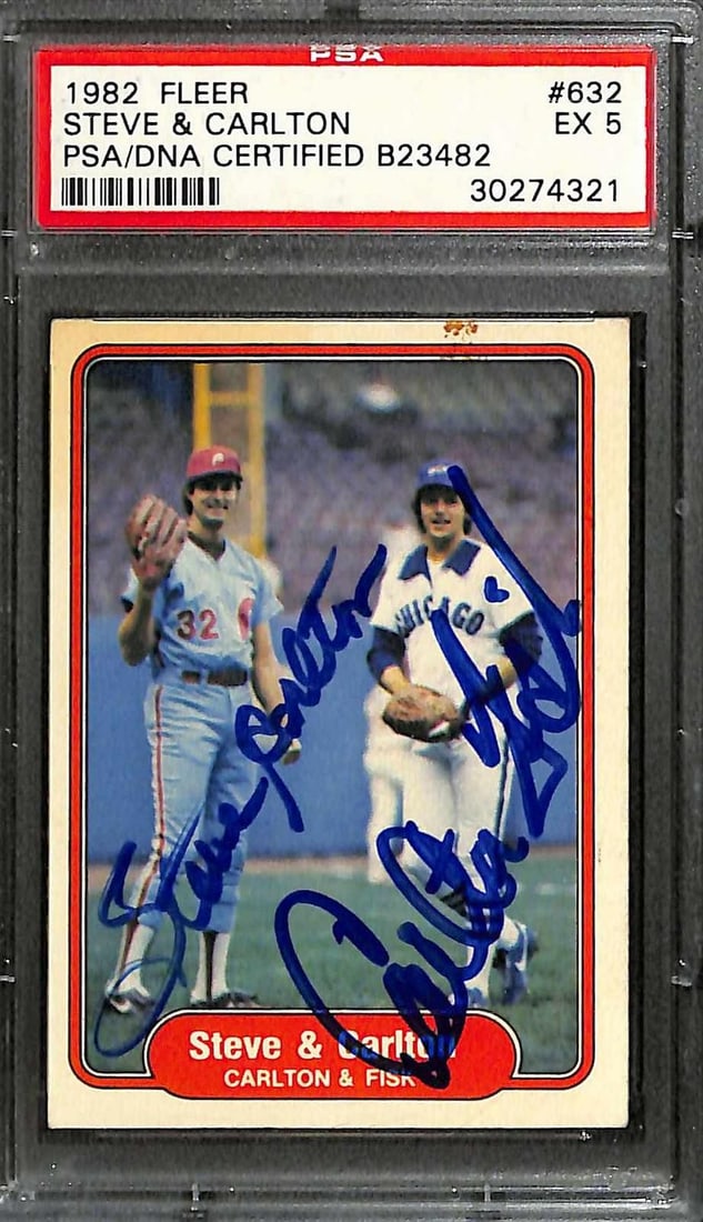 PSA EX 5 dual-signed 1982 Fleer #632 Steve Carlton Carlton Fisk card (1 of 1)