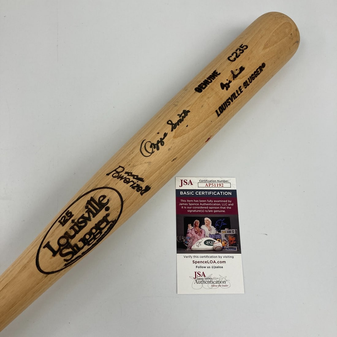 Ozzie Smith Signed Louisville Slugger Baseball Bat JSA Certified: Ozzie Smith Signed Louisville Slugger Baseball Bat JSA Certified This original 1990's Louisville Slugger game model baseball bat features the signature of Hall of Famer Ozzie Smith, a legendary player