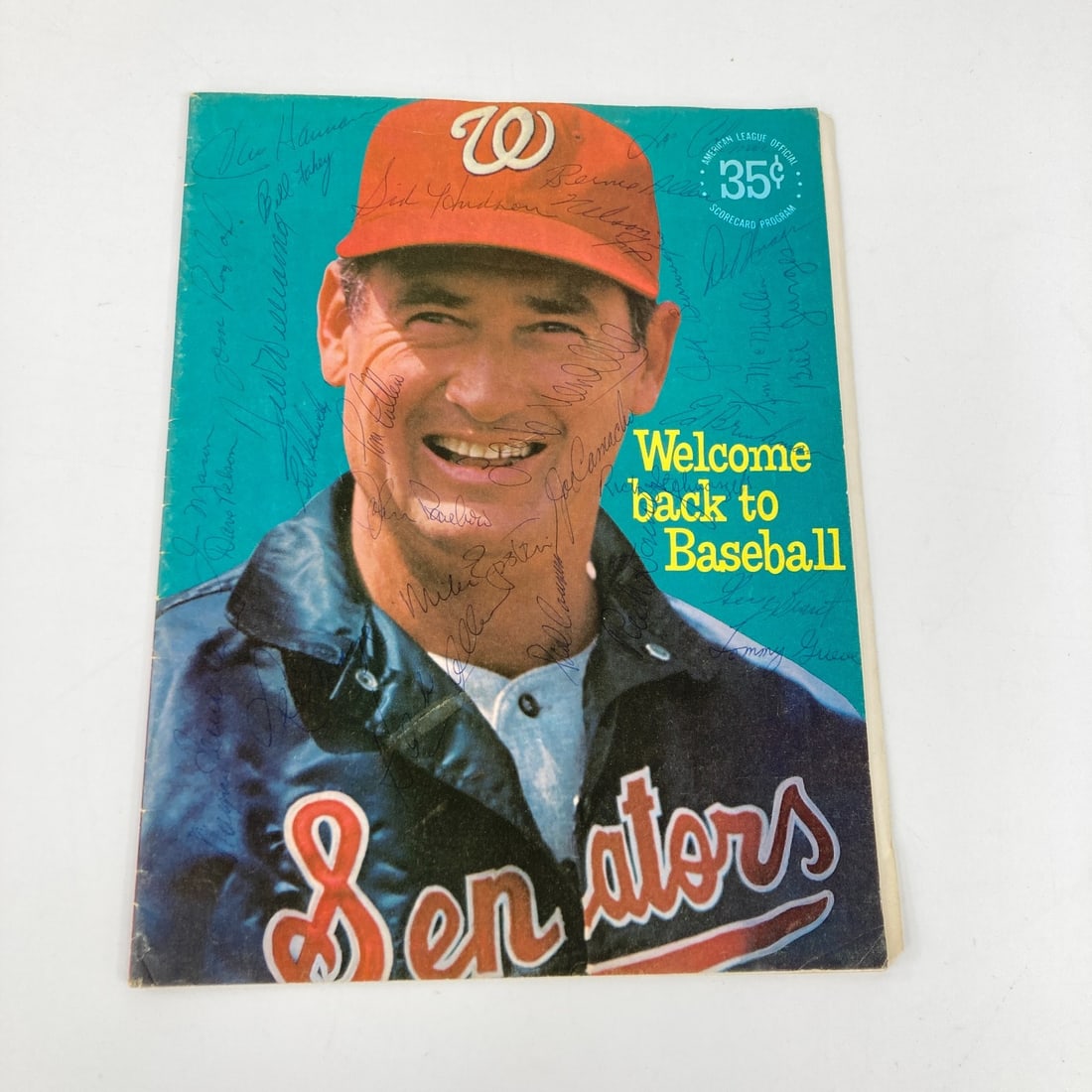 1969 Senators Team-Signed Program Ted Williams Nellie Fox JSA COA: 1969 Senators Team-Signed Program Ted Williams Nellie Fox JSA COA Celebrate the legacy of baseball with this original 1969 Washington Senators team-signed program, featuring notable signatures from bo