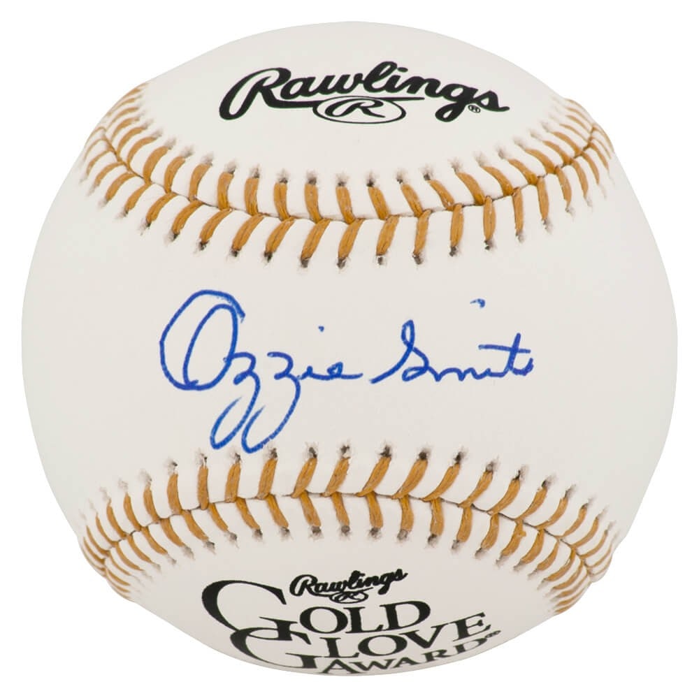 Rawlings Gold Glove MLB Baseball Autographed by Ozzie Smith with Fanatics COA: Rawlings Gold Glove MLB Baseball Autographed by Ozzie Smith with Fanatics COA This is a Rawlings Gold Glove logo official MLB baseball signed by Ozzie Smith of the St. Louis Cardinals. The autograph i