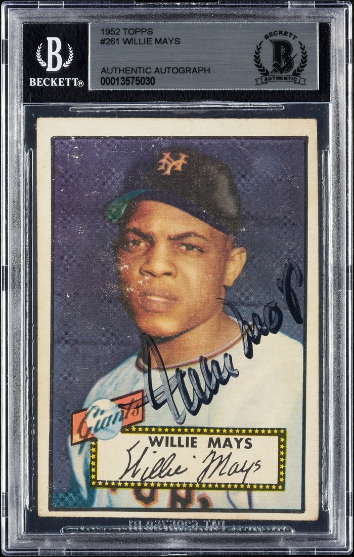 1952 Topps Willie Mays #261 Signed Rookie Card Beckett Authenticated: 1952 Topps Willie Mays #261 Signed Rookie Card Beckett Authenticated This is a 1952 Topps Willie Mays #261 signed autographed rookie card, a highly sought-after item from the iconic 1952 Topps set. Th