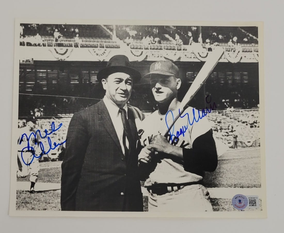 Roger Maris Mel Allen Dual Signed 8x10 Photo Beckett Authenticated: Roger Maris Mel Allen Dual Signed 8x10 Photo Beckett Authenticated This stunning dual autographed 8x10 photo features the legendary Roger Maris and sportscaster Mel Allen, both of whom have left an in
