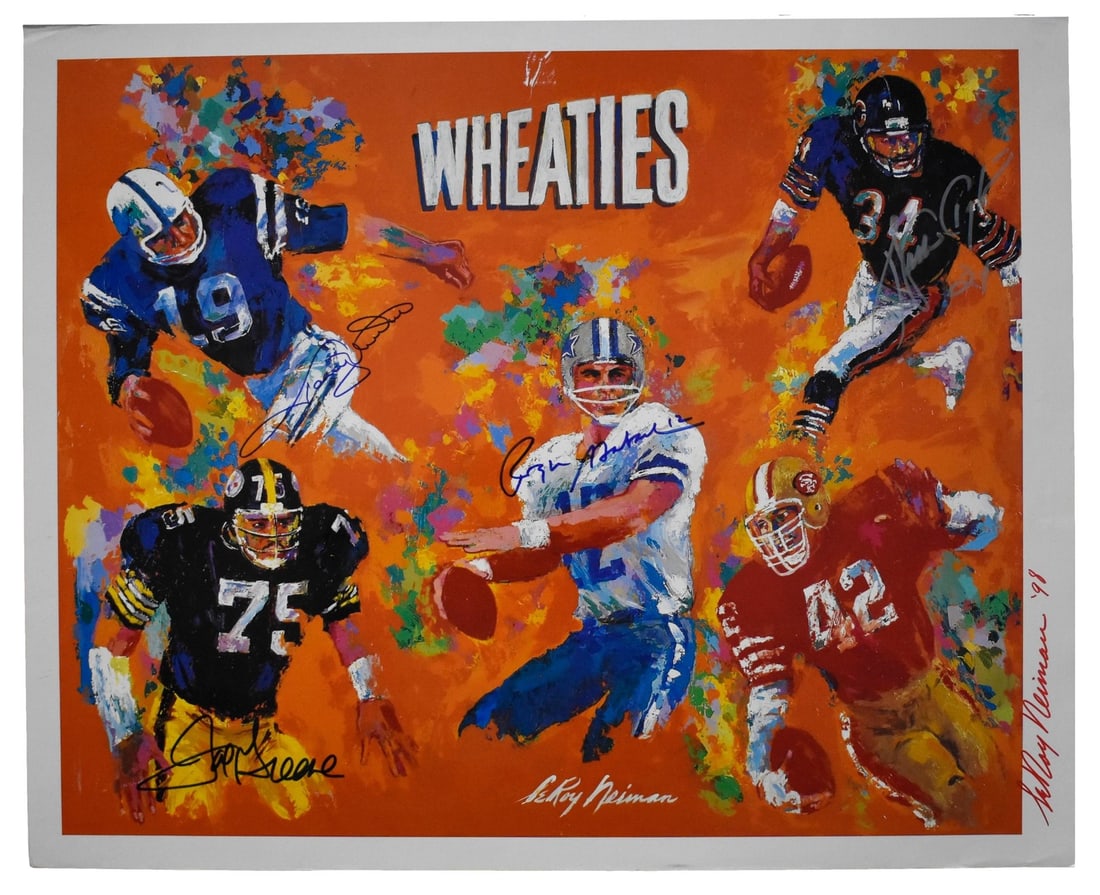 NFL Legends Print Signed by LeRoy Nieman and Four Hall of Famers PSA Authenticated (1 of 7)