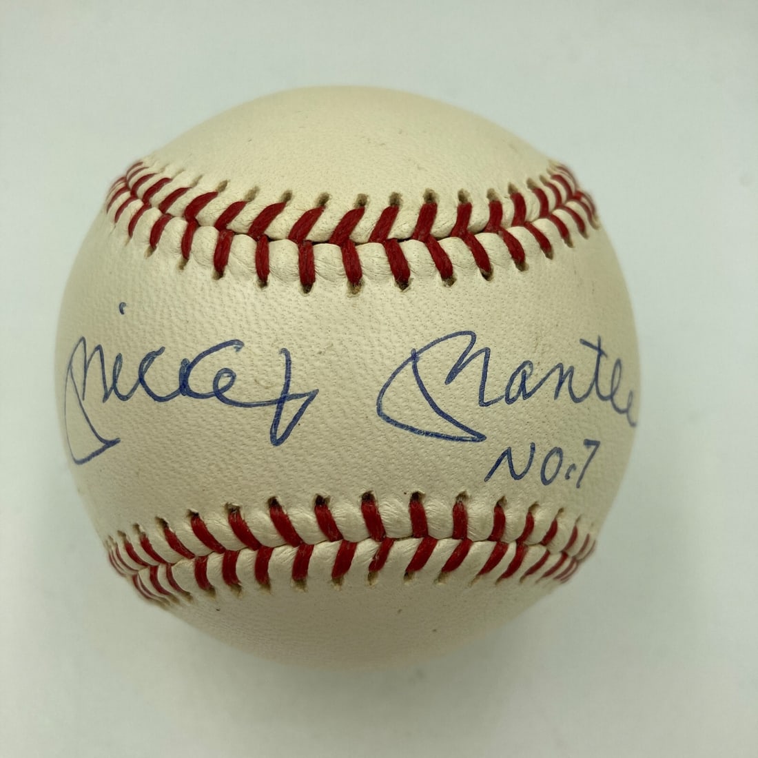 Mickey Mantle No. 7 Signed 1950's American League Baseball JSA COA: Mickey Mantle No. 7 Signed 1950's American League Baseball JSA COA This official American League baseball, signed by the legendary Mickey Mantle, features his iconic No. 7. Dated from the 1950s, this 