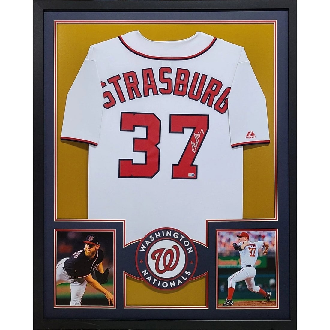 Stephen Strasburg Signed Framed Jersey with MLB Authentication: Stephen Strasburg Signed Framed Jersey with MLB Authentication This framed jersey features a bold autographed signature of Stephen Strasburg, showcasing his affiliation with the Washington Nationals. 