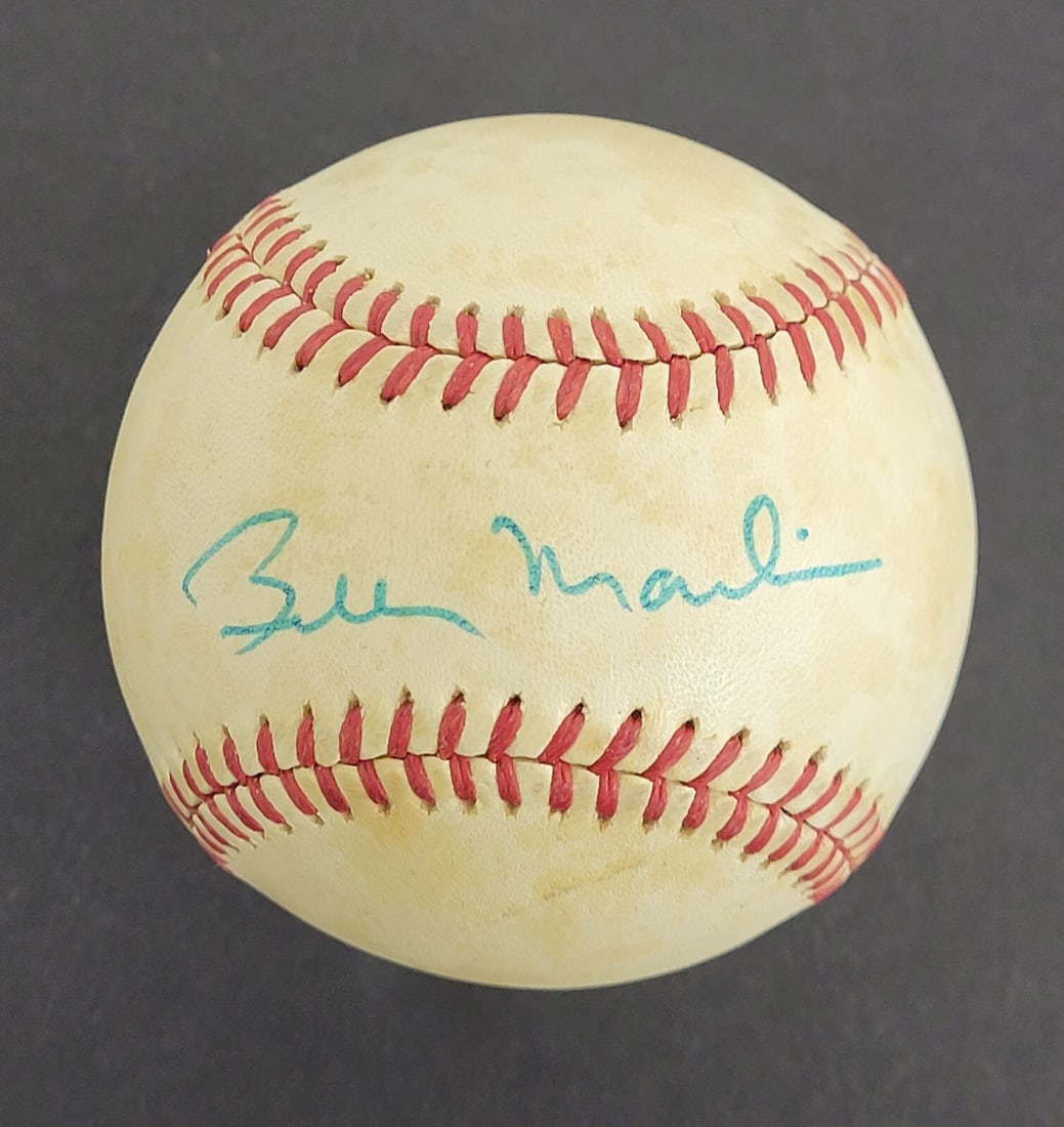 Billy Martin Signed Official AL Baseball with Beckett COA: Billy Martin Signed Official AL Baseball with Beckett COA This is a single signed official American League baseball by renowned baseball player Billy Martin. The signature is prominently displayed on 
