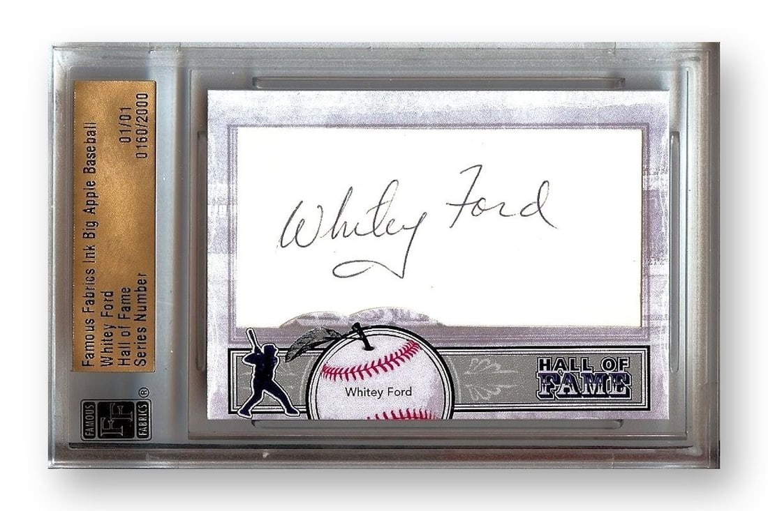 Whitey Ford 2012 Big Apple Baseball Cut Signature Yankees 1/1: Whitey Ford 2012 Big Apple Baseball Cut Signature Yankees 1/1 This unique collectible features a cut signature of legendary baseball player Whitey Ford, manufactured by Big Apple Baseball in 2012. The