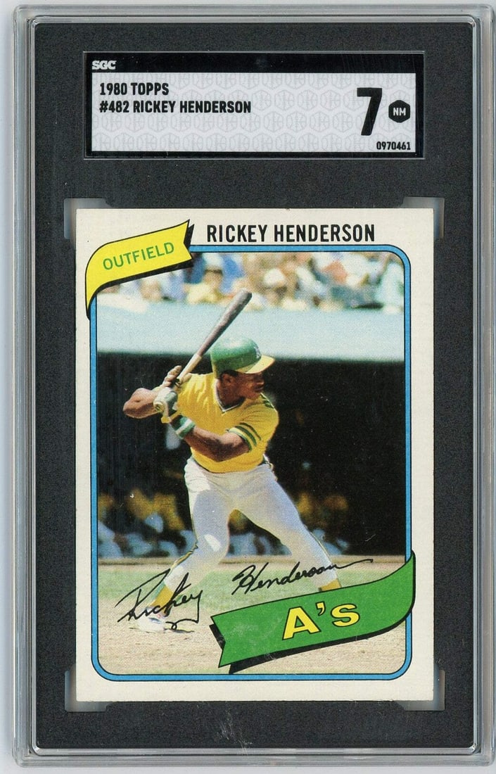 Rickey Henderson 1980 Topps Rookie Baseball Card SGC 7 NM #482 (1 of 2)