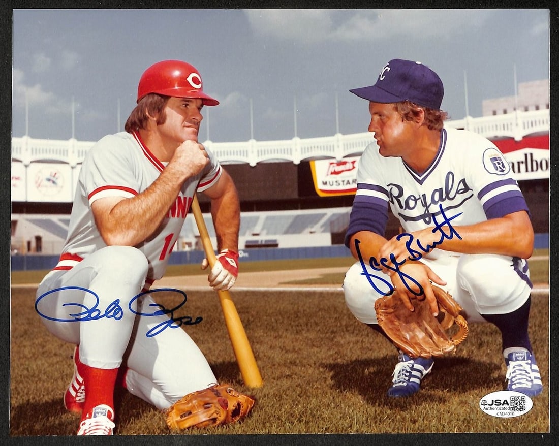 Signed 8x10 Baseball Photo Pete Rose George Brett JSA 9832 (1 of 2)