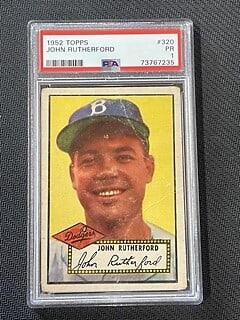 1952 Topps John Rutherford Brooklyn Dodgers PSA 1 Baseball Card #320 (1 of 2)