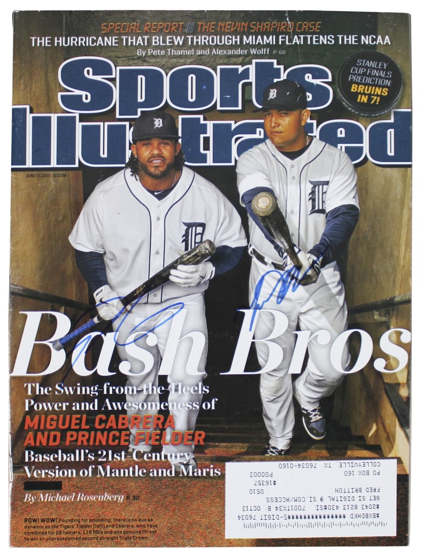 Detroit Tigers Miguel Cabrera Prince Fielder Signed Sports Illustrated Magazine Beckett COA: Detroit Tigers Miguel Cabrera Prince Fielder Signed Sports Illustrated Magazine Beckett COA This original Sports Illustrated magazine from June 2013 features the signatures of Detroit Tigers stars Mig