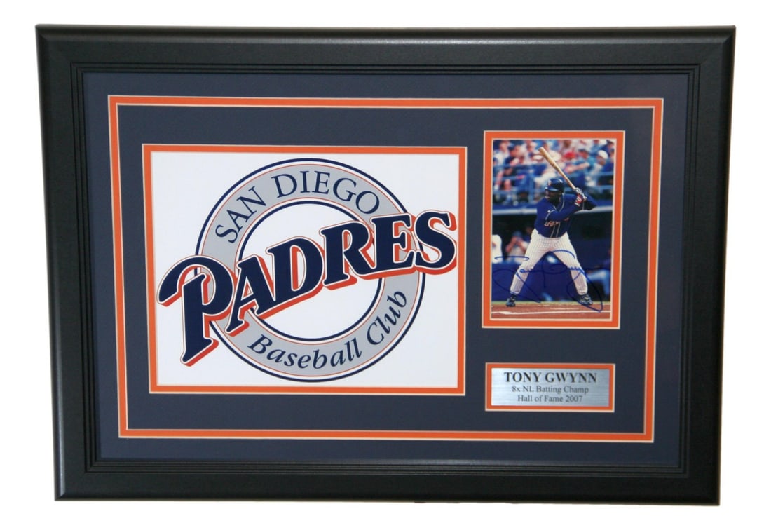 Framed Postcard Signed by Tony Gwynn with Padres Photo JSA Authenticated (1 of 3)