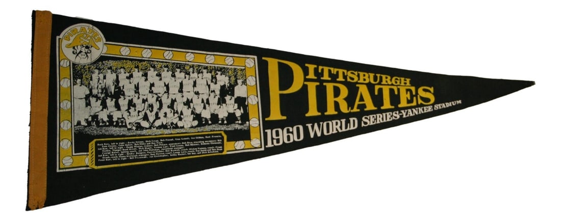 Rare 1960 Pittsburgh Pirates Yankees World Series Photo Pennant 29x11 (1 of 4)