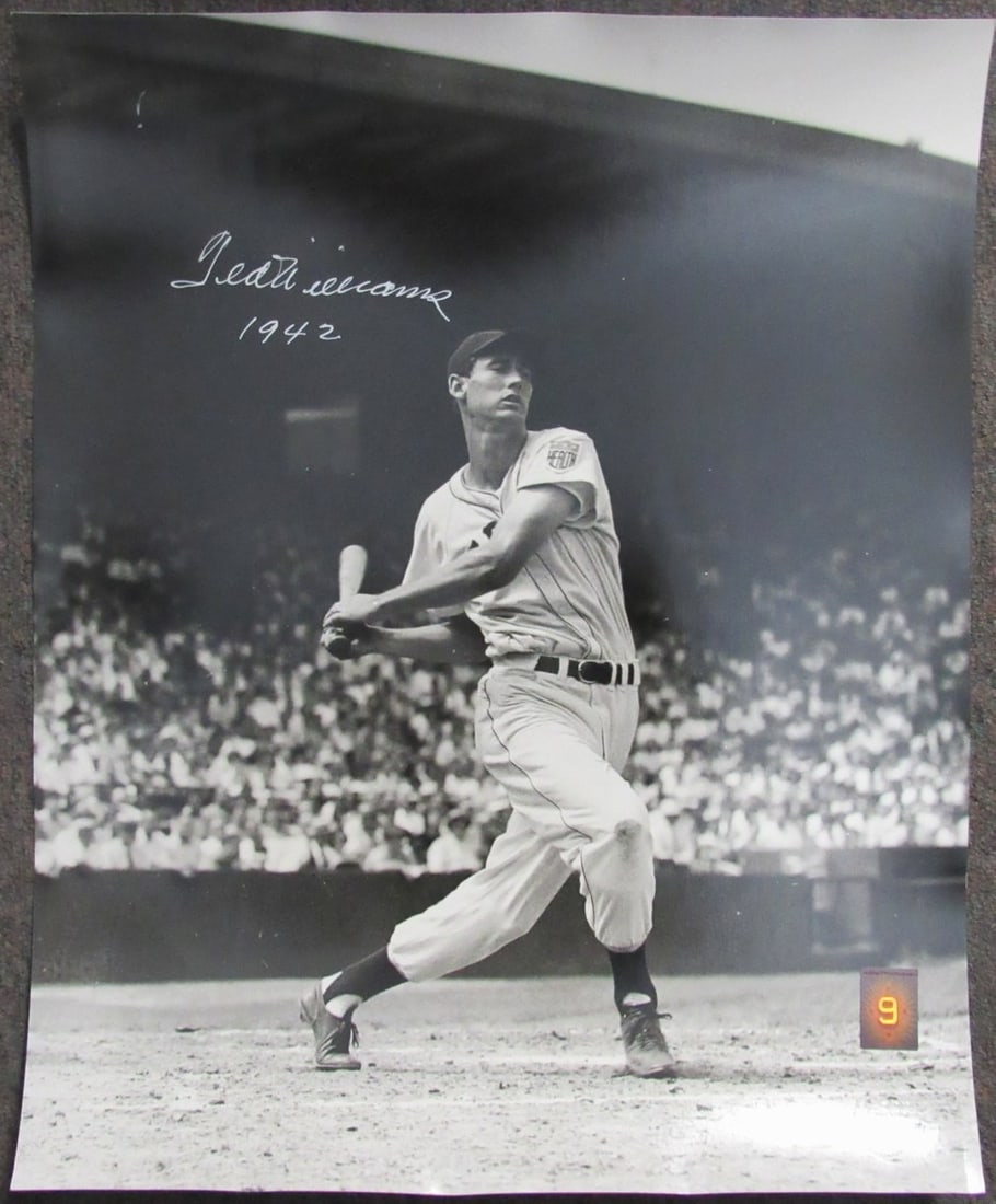 Ted Williams Autographed 16x20 Photo With Green Diamond Hologram Boston Red Sox (1 of 5)