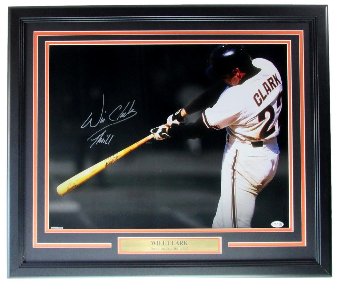 Framed 16x20 Will Clark Autographed Giants Photo With Thrill Inscription JSA Authenticated (1 of 4)