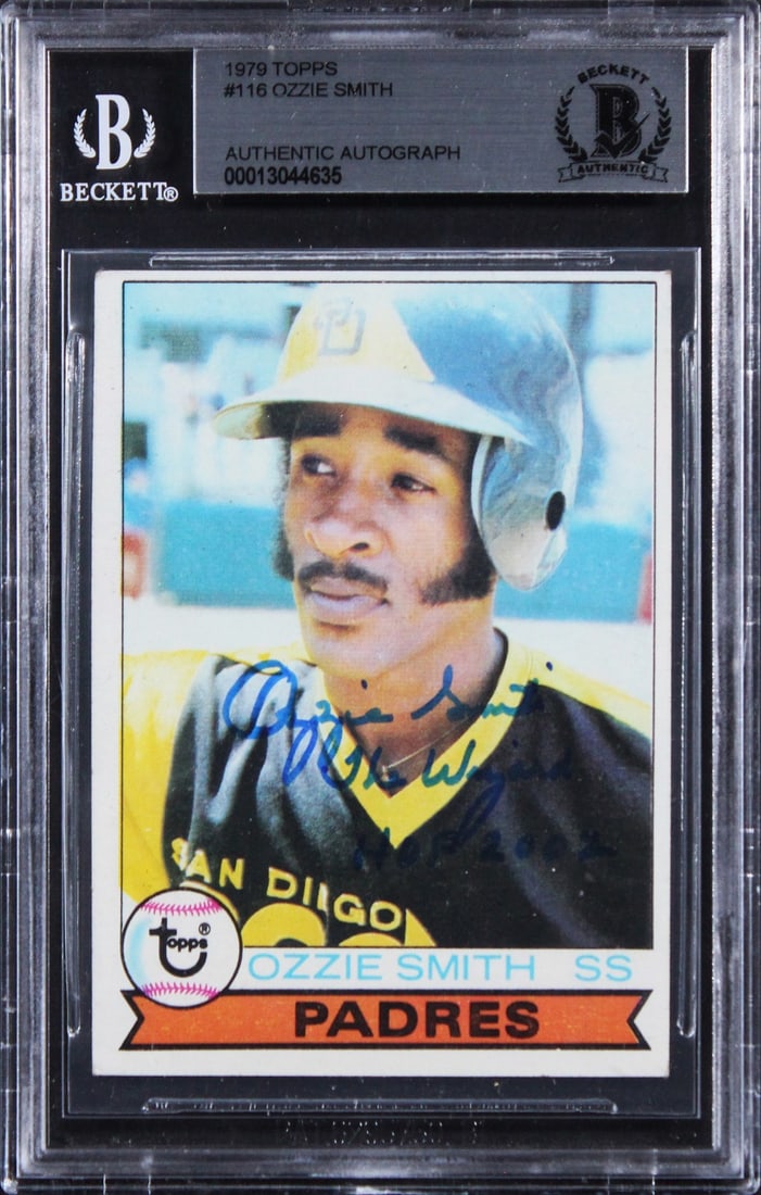 Beckett Slabbed Ozzie Smith 1979 Topps Padres Autographed Card (1 of 2)