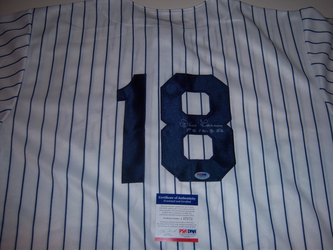 Signed Don Larsen Yankees Majestic jersey with JSA COA (1 of 2)