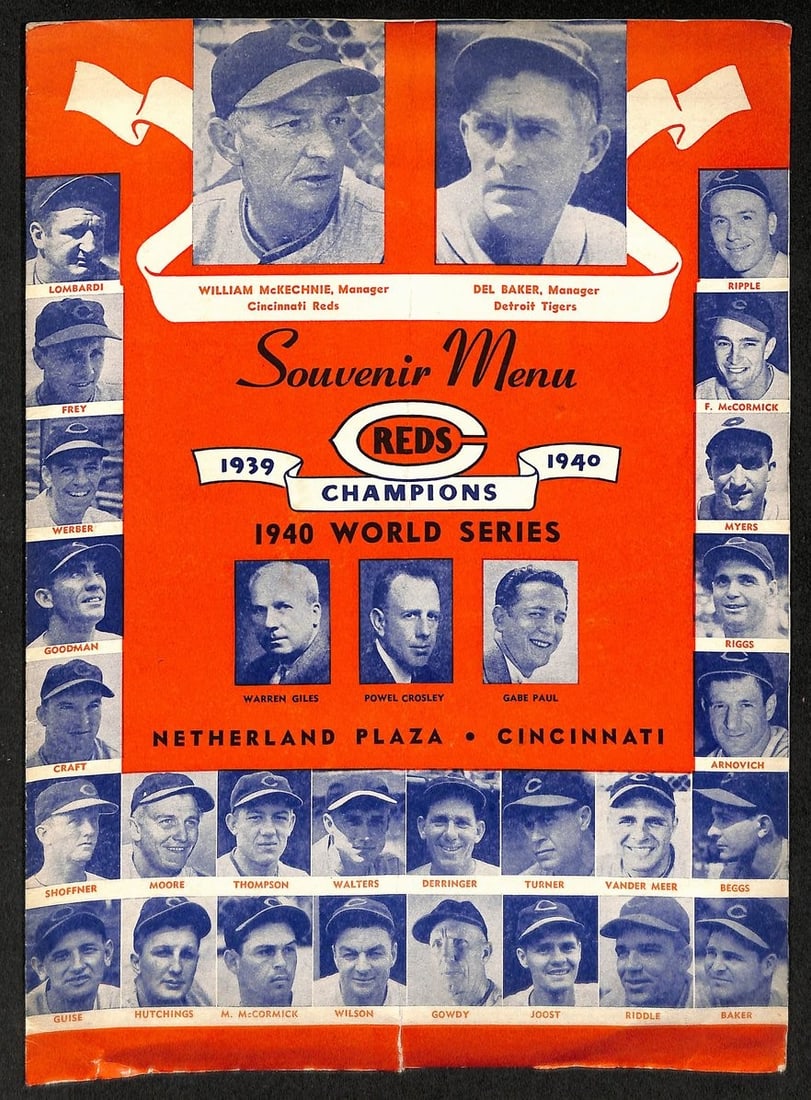 1940 Cincinnati Reds World Series Champions Souvenir Menu Netherland Plaza (1 of 4)