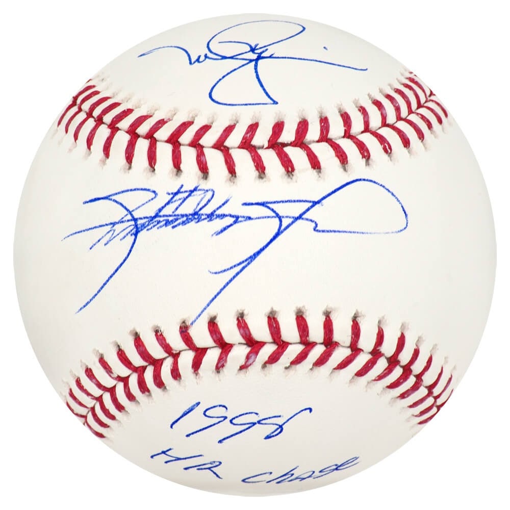 Sammy Sosa Mark McGwire Dual Signed MLB Baseball 1998 HR Chase with COA: Sammy Sosa Mark McGwire Dual Signed MLB Baseball 1998 HR Chase with COA This official MLB baseball features the dual signatures of baseball legends Sammy Sosa and Mark McGwire, commemorating their thr