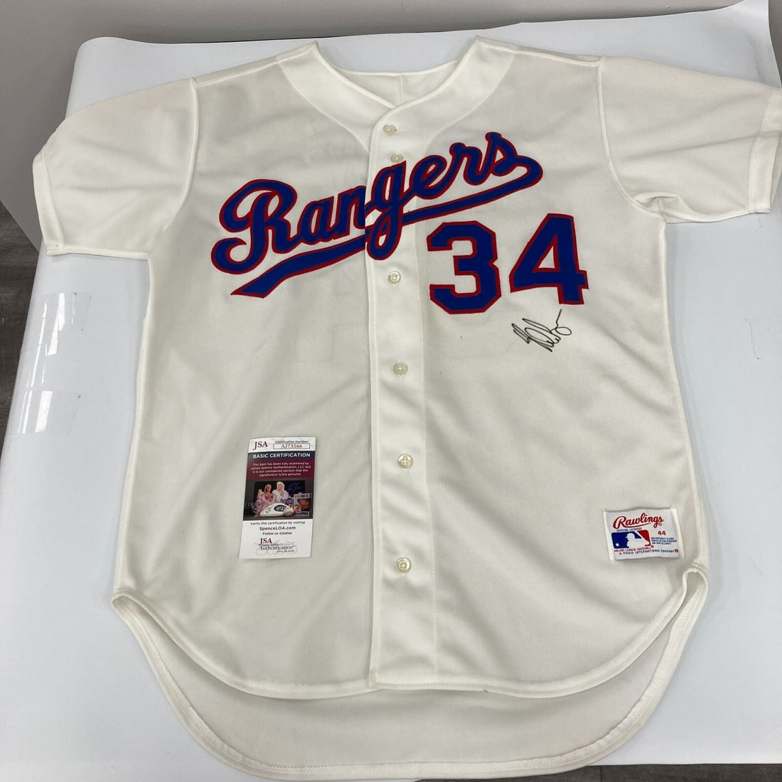 Nolan Ryan Signed 1980s Texas Rangers Jersey JSA COA: Nolan Ryan Signed 1980s Texas Rangers Jersey JSA COA This is an authentic Texas Rangers jersey from the 1980s, personally signed by Nolan Ryan. The autograph is authenticated by James Spence Authentic