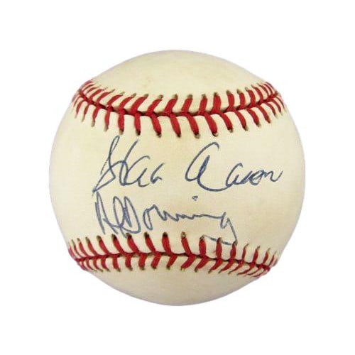 Hank Aaron Al Downing Dual-Signed ONL Baseball HR 715 PSA DNA: Hank Aaron Al Downing Dual-Signed ONL Baseball HR 715 PSA DNA This authentic ONL baseball commemorates Hank Aaron's historic 715th home run and features dual signatures from baseball legends Hank Aaro