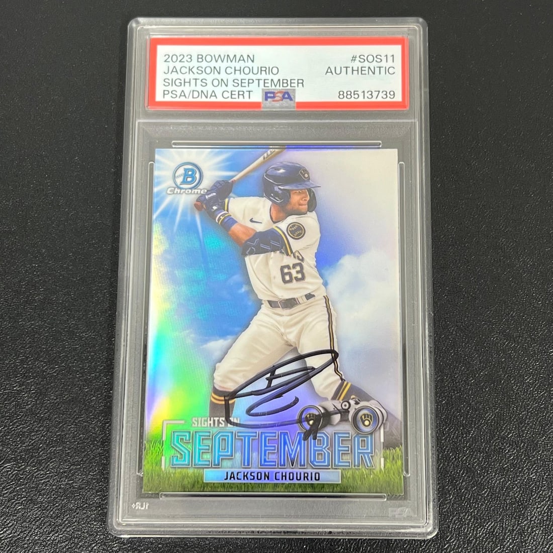 2023-24 Topps Bowman Chrome Jackson Chourio Signed Card PSA Authenticated (1 of 2)