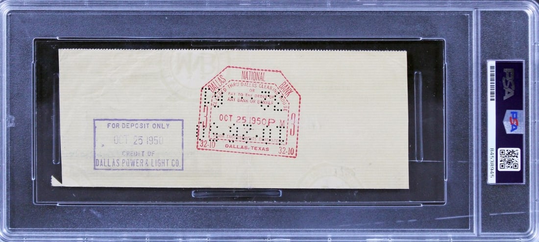 Jack Ruby signed personal check dated 10/20/1950 PSA DNA authenticated - 2