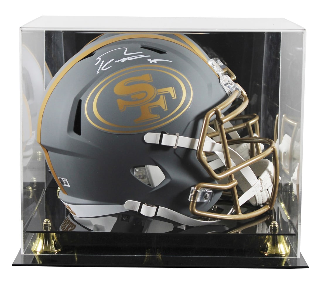 George Kittle autographed Riddell Speed replica helmet with case BAS witnessed (1 of 4)