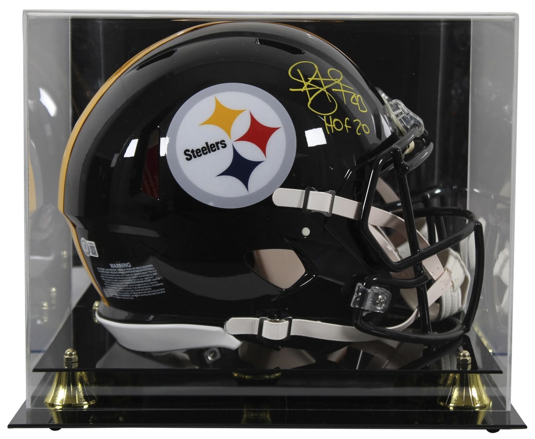 Troy Polamalu Signed Full Size Speed Proline Helmet HOF 20 with Case BAS: Troy Polamalu Signed Full Size Speed Proline Helmet HOF 20 with Case BAS This authentic full-size Speed Proline helmet features the iconic yellow signature of Troy Polamalu, inscribed with "HOF 20." R
