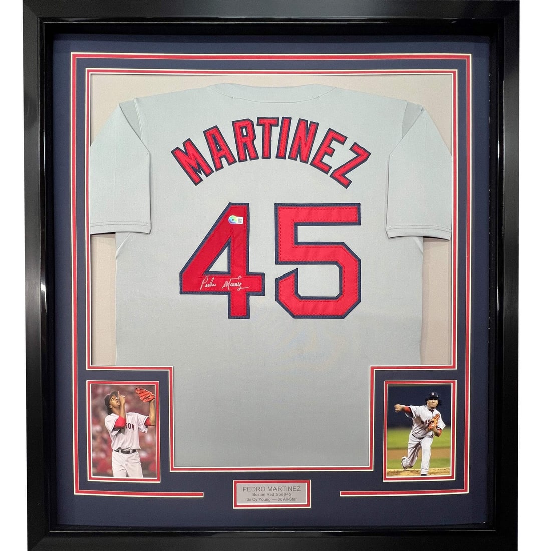 Pedro Martinez Signed Framed Boston Red Sox Grey Jersey JSA COA (1 of 2)