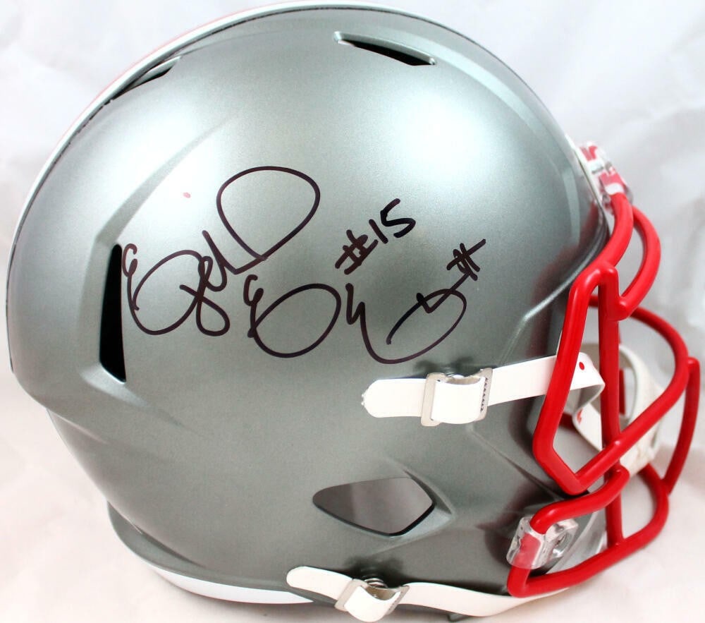Ohio State Flash Speed Full Size Helmet Signed by Ezekiel Elliott Beckett: Ohio State Flash Speed Full Size Helmet Signed by Ezekiel Elliott Beckett Autographed Ohio State full-size Flash Speed helmet signed by Ezekiel Elliott. The helmet is listed as original and comes with