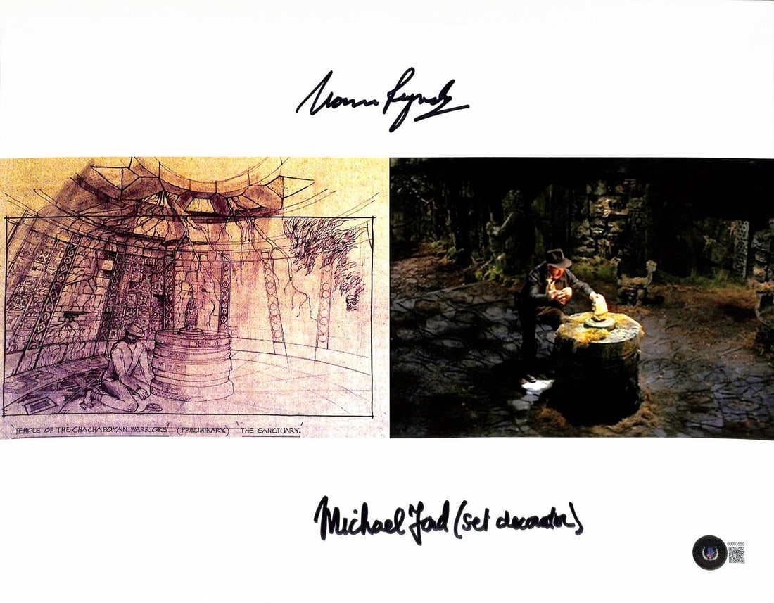 Indiana Jones 11x14 photo dual signed by Reynolds and Ford Beckett: Indiana Jones 11x14 photo dual signed by Reynolds and Ford Beckett This 11x14 photograph from Indiana Jones and the Raiders of the Lost Ark is dual-signed by production designer Norman Reynolds and se