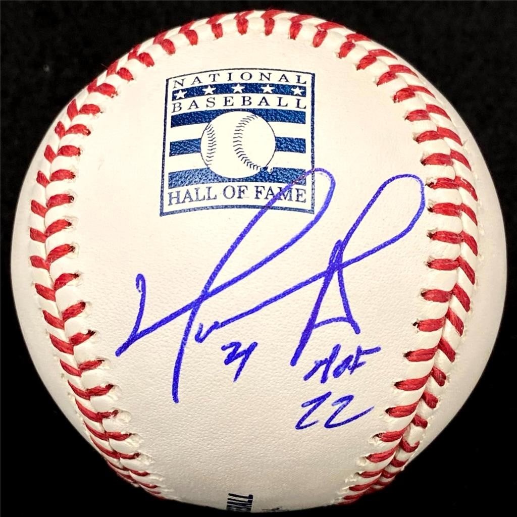 David Ortiz autographed MLB baseball HOF 22 Red Sox JSA: David Ortiz autographed MLB baseball HOF 22 Red Sox JSA This is an original MLB baseball featuring the autograph of David Ortiz, inscribed with "HOF 22". The ball is authenticated by James Spence Auth