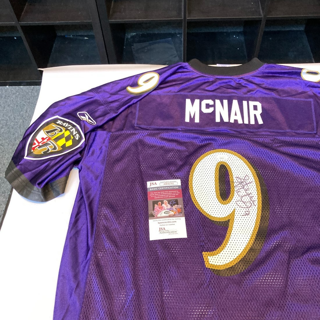Rare Steve McNair Signed Reebok Ravens Jersey with JSA COA: Rare Steve McNair Signed Reebok Ravens Jersey with JSA COA Own a piece of football history with this rare authentic Reebok jersey signed by NFL star Steve McNair. This jersey features the iconic Balti