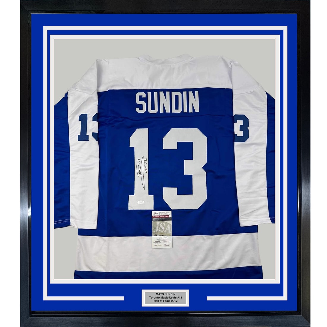 Framed Autographed Mats Sundin Toronto Maple Leafs Jersey JSA COA (1 of 2)