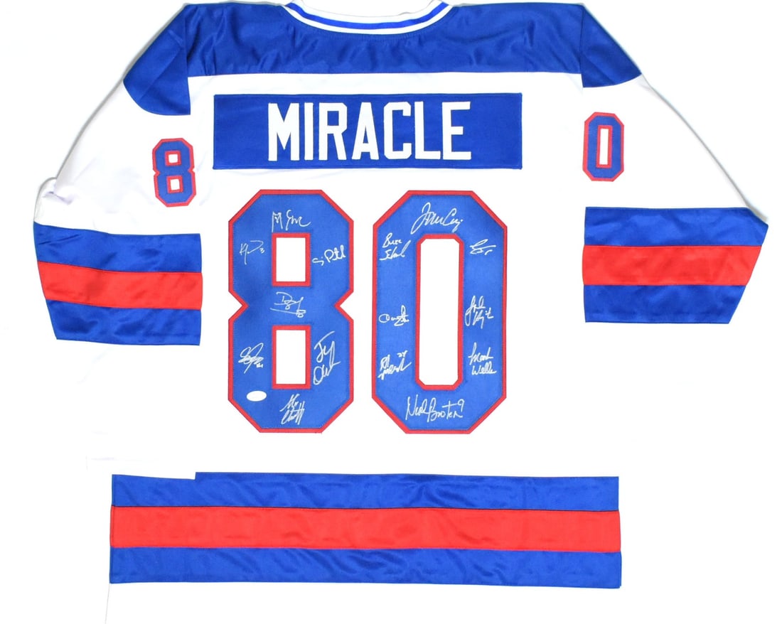 White Pro Style Jersey Signed by 15 Members of 1980 Team USA JSA Authenticated (1 of 4)