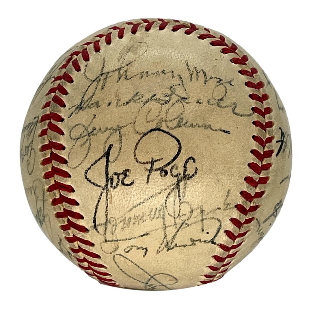 1949 Yankees Team Signed Official AL Baseball With 25 Autographs PSA DNA LOA: 1949 Yankees Team Signed Official AL Baseball With 25 Autographs PSA DNA LOA This is an original 1949 New York Yankees World Series Champions team-signed Official American League baseball, featuring 2