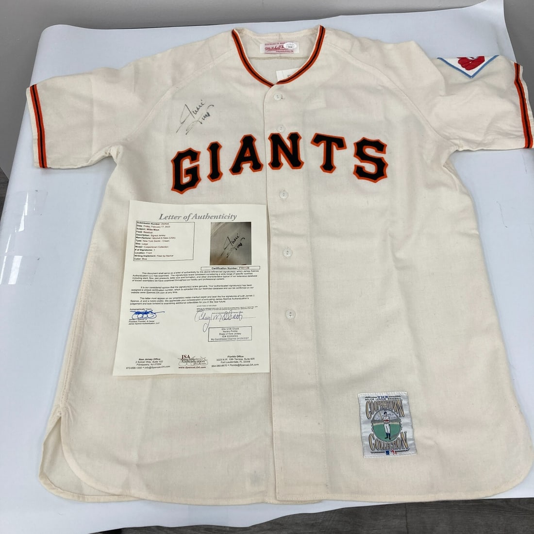 Willie Mays Signed Mitchell & Ness New York Giants Jersey JSA COA: Willie Mays Signed Mitchell & Ness New York Giants Jersey JSA COA Celebrate baseball history with this authentic Willie Mays signed Mitchell & Ness New York Giants game model jersey. This original jer